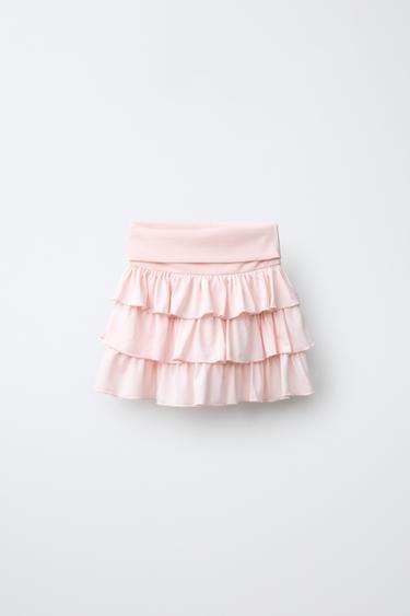 RUFFLED FOLD-OVER WAIST SKORT - Pastel pink by Zara