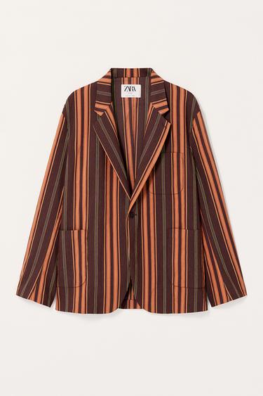 LIMITED EDITION STRIPED SUIT BLAZER - Orange by Zara