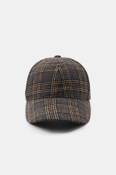 CHECK WOOL CAP - Grey by Zara