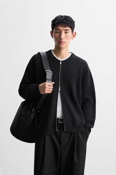 WASHED PURL KNIT JACKET - Black by Zara
