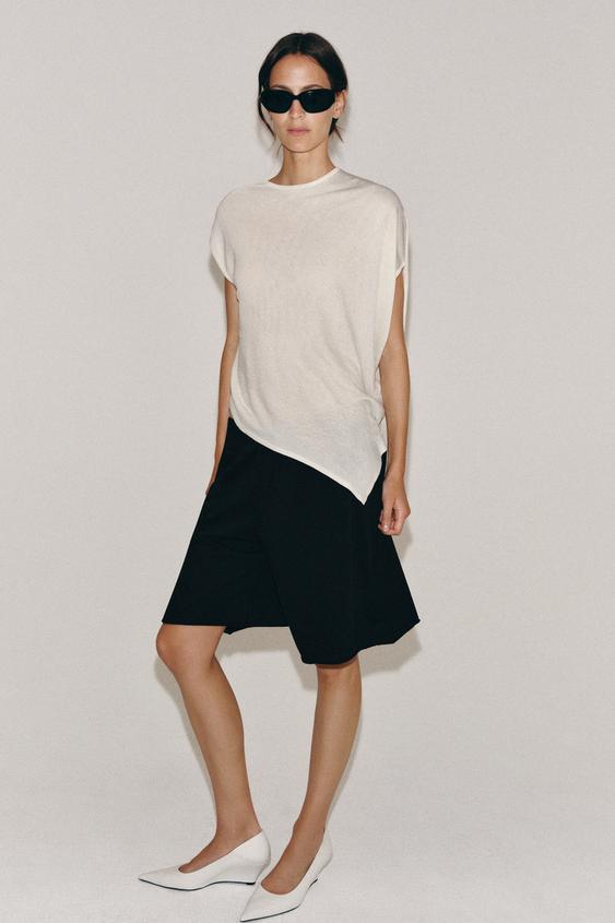 ASYMMETRIC KNIT TOP - ecru-white by Zara - Image 0