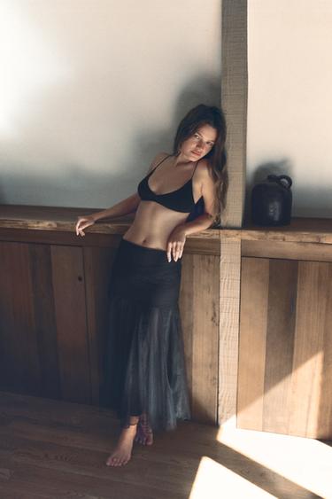 COMBINED LACE TULLE SKIRT - Black by Zara