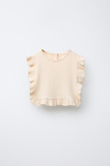 WAFFLE-KNIT GILET - Ecru by Zara - Image 0