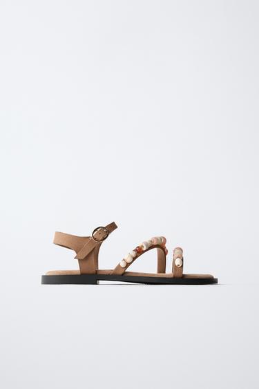 BEADED SANDALS - Brown by Zara