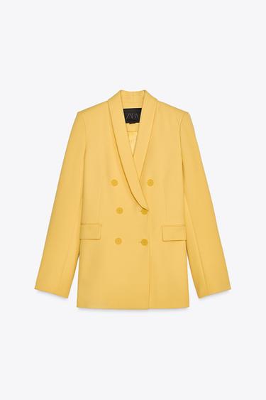ZW COLLECTION STRAIGHT TUXEDO-STYLE COLLAR BLAZER - Pastel yellow by Zara