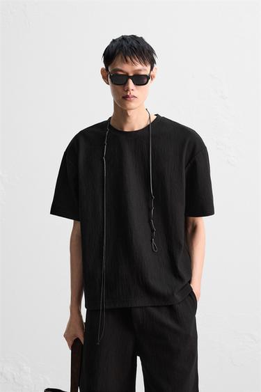TEXTURED RELAXED FIT T-SHIRT - Black by Zara