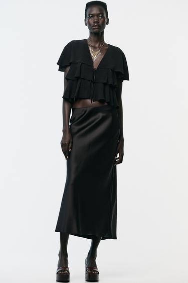 RUFFLED CAPE TOP - Black by Zara - Image 0