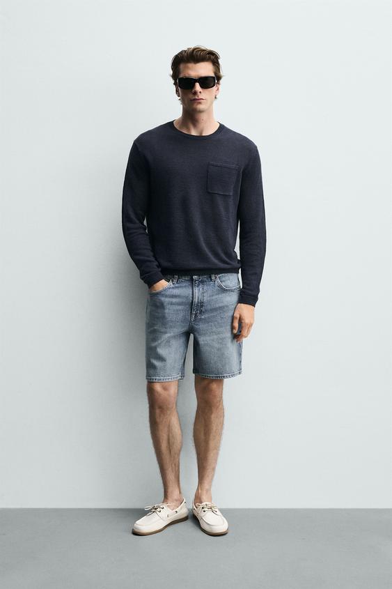 REGULAR FIT DENIM BERMUDA SHORTS - Mid-blue by Zara - Image 0