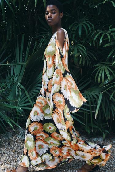 ZW COLLECTION ASYMMETRIC PRINT DRESS - orange-green by Zara - Image 0