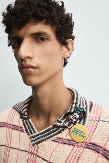 CHECK JACQUARD KNIT POLO SHIRT HARRY LAMBERT FOR ZARA X DISNEY - Pink by Zara