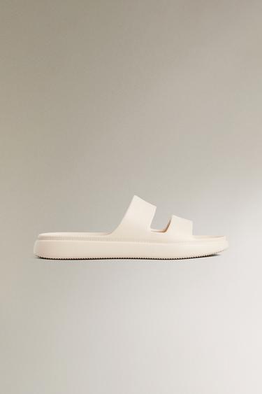 RUBBERISED FLATFORM SANDALS - Light beige by Zara