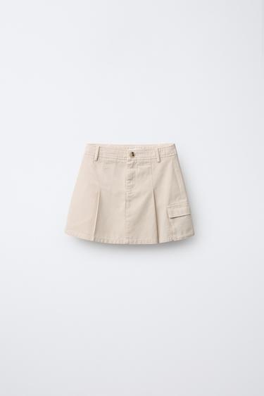 PLEATED SKIRT WITH POCKET - Light beige by Zara