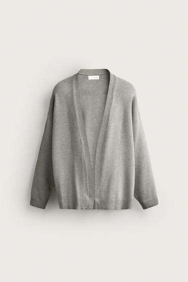 RELAXED FIT OPEN CARDIGAN - Grey by Zara