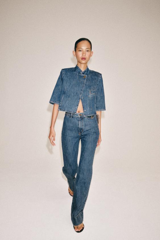 ZW COLLECTION CROPPED DENIM BLAZER - Blue by Zara - Image 0
