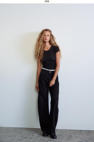 TRF CURVED HIGH-WAIST JEANS - Black by Zara