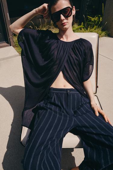 KNIT TUNIC TOP - Navy blue by Zara