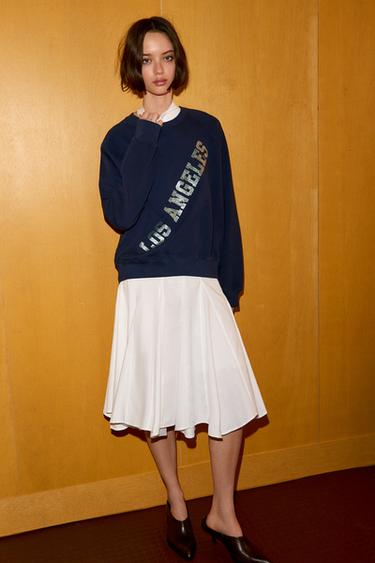 FOIL SLOGAN SWEATSHIRT - Navy blue by Zara