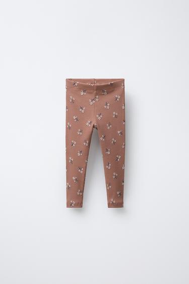 PRINTED RIBBED LEGGINGS - Brown by Zara