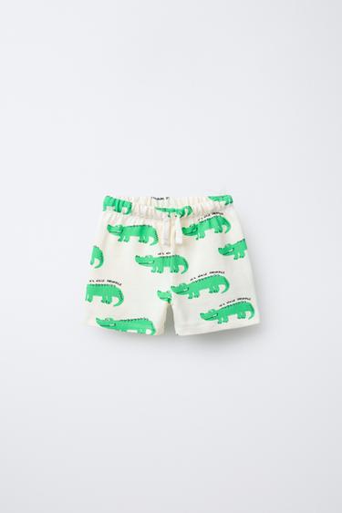 CROCODILE PRINT BERMUDA SHORTS - Ecru by Zara - Image 0