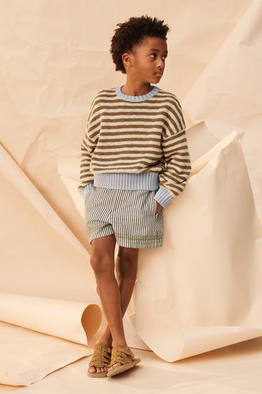 LIMITED EDITION STRIPED KNIT JUMPER - Brown / Ecru by Zara