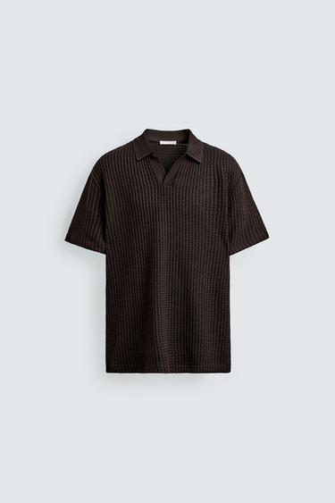 TEXTURED POLO SHIRT - Brown by Zara