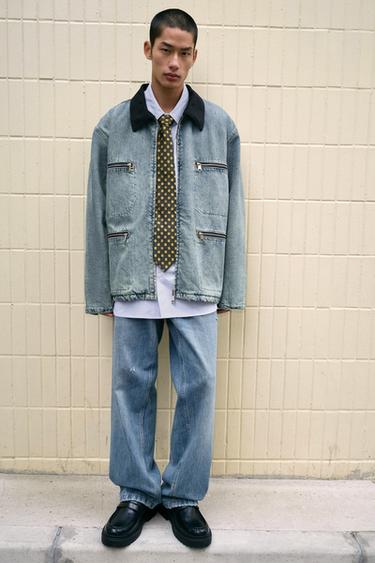 DENIM JACKET WITH CONTRAST COLLAR - Light blue by Zara