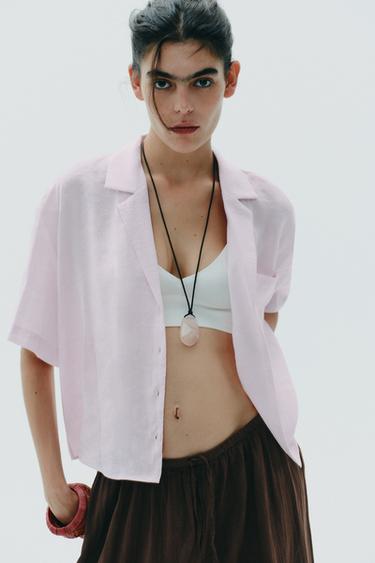 FLOWING SHIRT WITH POCKET - Pale pink by Zara