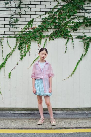 BALLOON SKIRT WITH DOTS - Light blue by Zara