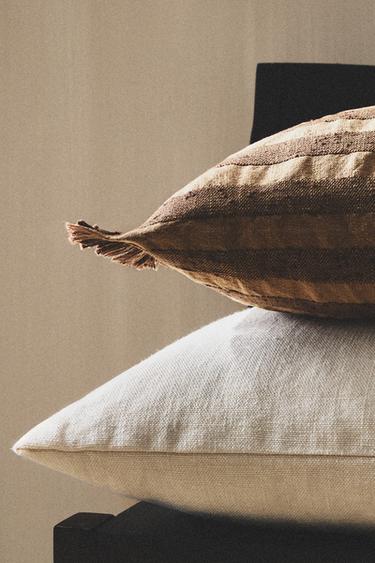 STRIPED CUSHION COVER - Beige by Zara