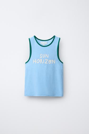 TOWELLING SLOGAN T-SHIRT - Light blue by Zara - Image 0