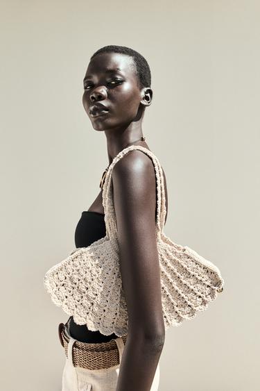 CROCHET SHELL BAG - Light beige by Zara - Image 0