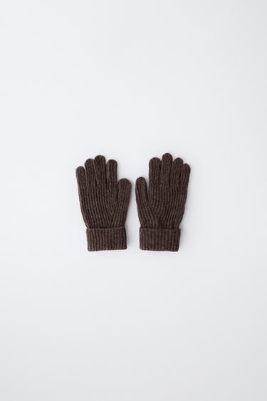 PLAIN KNIT GLOVES - Brown by Zara