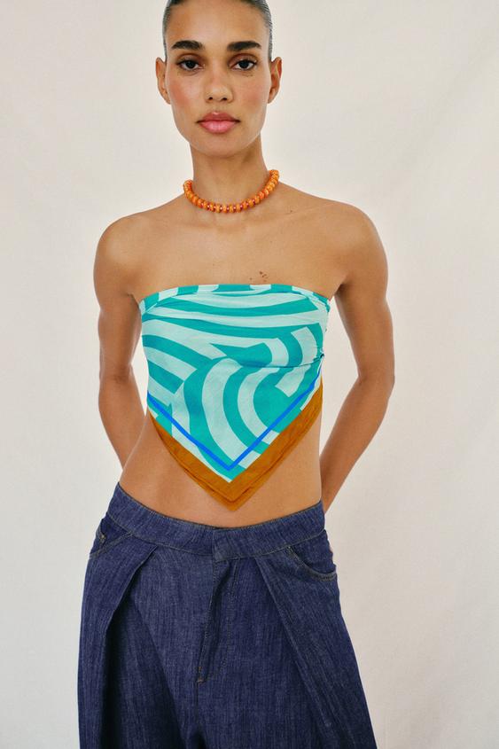 WAVE PRINT SILK SCARF - Blue by Zara - Image 0