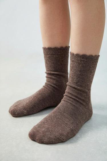 5-PACK OF LONG POLKA DOT AND STRIPED SOCKS - camel by Zara