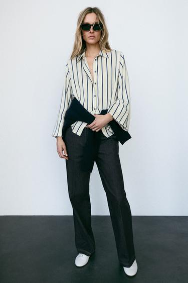 WIDE SLEEVE STRIPED BLOUSE - Blue by Zara - Image 0
