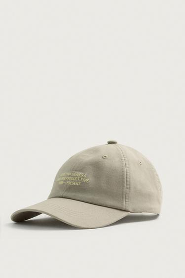 EMBROIDERED TEXT CAP - Grey by Zara