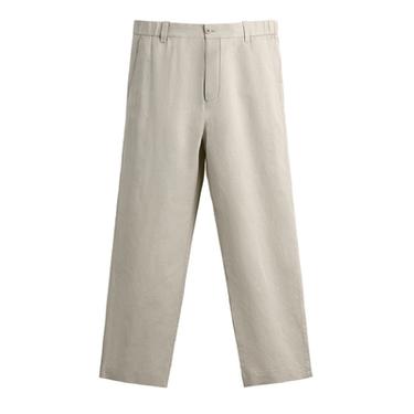 HEMP/COTTON STRAIGHT-LEG TROUSERS - Sand by Zara