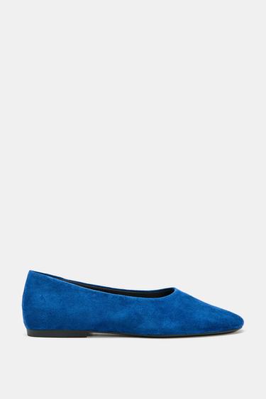 SUEDE BALLET FLATS - Bluish by Zara