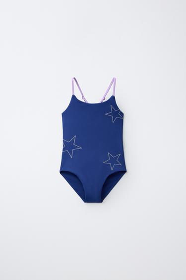 AGES 6-14 / STAR STUD SWIMSUIT - Blue by Zara