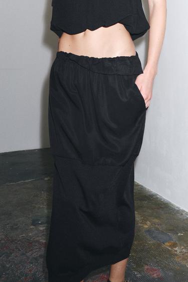 CONTRAST KNIT MIDI SKIRT - Black by Zara