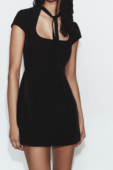 SHORT DRESS WITH BOW DETAIL - Black by Zara