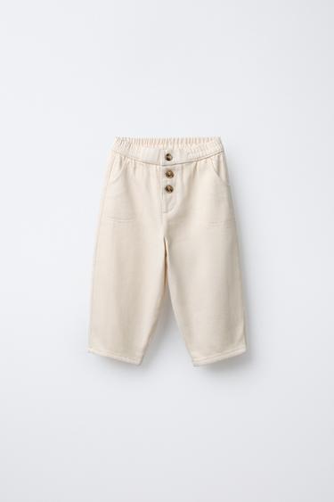 SOFT TOUCH TROUSERS WITH BUTTONS - Ecru by Zara