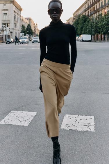 CULOTTE TROUSERS WITH BUTTONS - camel by Zara