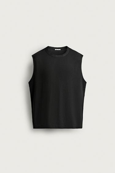 CONTRAST NECK TANK TOP - Black by Zara