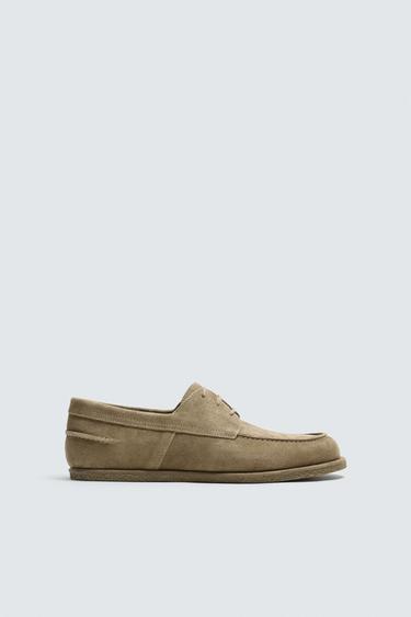 CASUAL LEATHER DECK SHOES - Beige by Zara