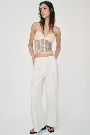 SEQUIN CORSETRY-INSPIRED TOP - Ecru by Zara