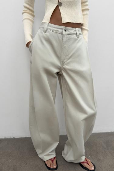 BALLOON TROUSERS WITH DARTS - washed green by Zara
