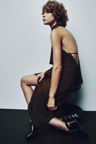 POLKA DOT SCARF MAXI DRESS - Brown by Zara