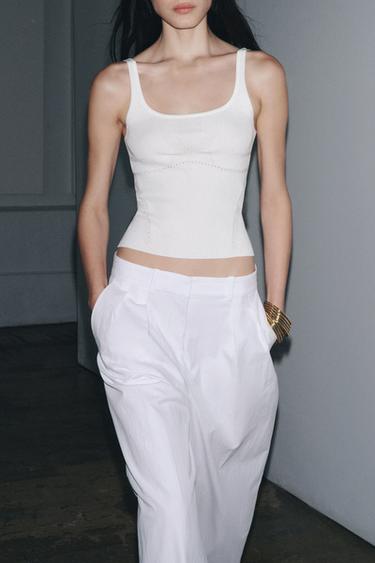 FITTED KNIT TOP - White by Zara