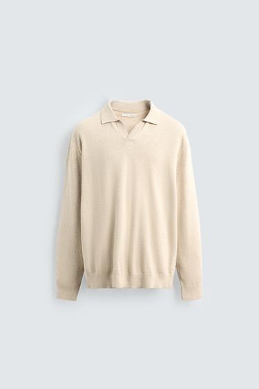 TEXTURED KNIT POLO SHIRT - Beige by Zara